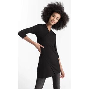 Marcella Aleah Tunic Top Black XL Faux Wrap European Tencel Jersey Capsule Basic